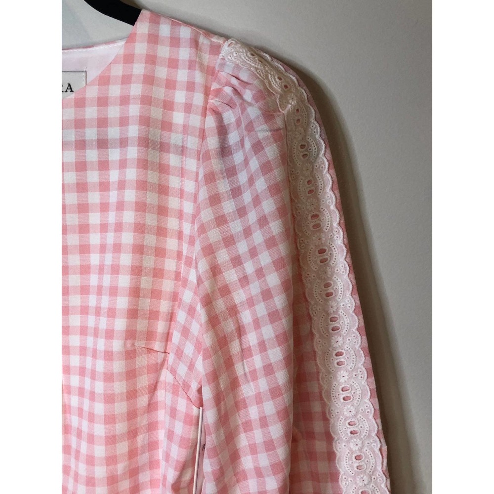 Pink Gingham Lace Girly Feminine Cottagecore Preppy Dress - Picture 3 of 10